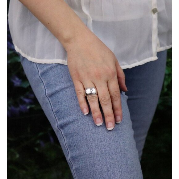 Sterling Silver Hammered Band Ring Thick Cigar Band Silpada Size 6 1/2 - Picture 4 of 8